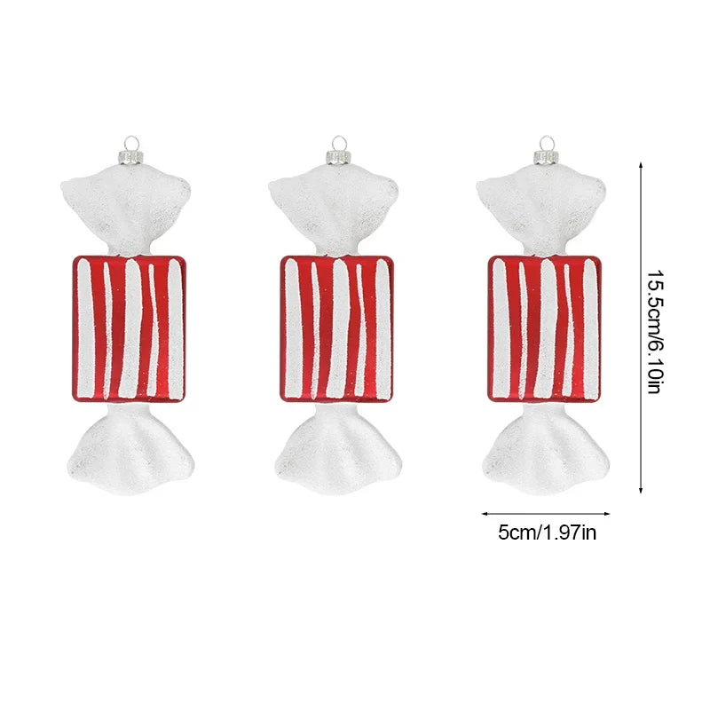 Rynx 3/6pcs Large Christmas Lollipop Red Candy Cane Pendant Xmas Tree Hanging Ball Ornament 2024 Christmas Decoration for Home New Year