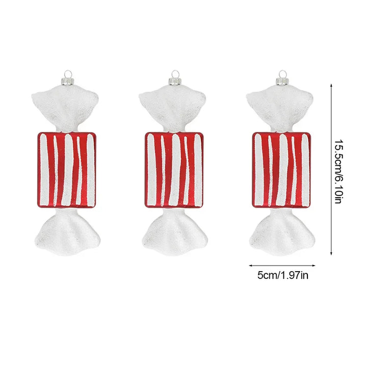 Rynx 3/6pcs Large Christmas Lollipop Red Candy Cane Pendant Xmas Tree Hanging Ball Ornament 2024 Christmas Decoration for Home New Year
