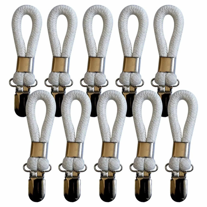 Lisslune | Cotton Braided Towel Holder Set with Sturdy Metal Clips - Elegant Space-Saving Solution for Home and Kitchen