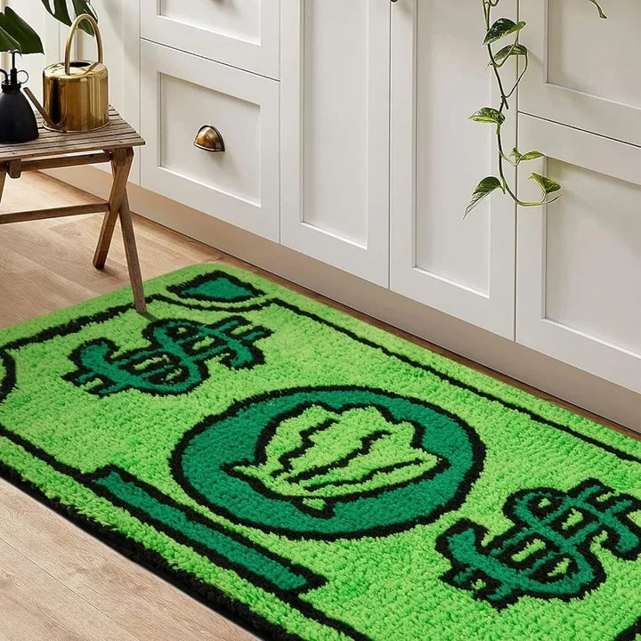 Rynx | Cartoon Money Rug Waterproof Doormat Fluffy Rug Non-Slip Doormat Halloween Decor Banknote Rug for Bathroom Hallway Balcony