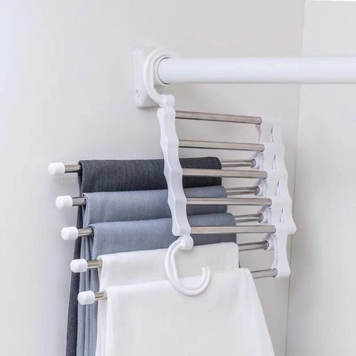 Lisslune | Versatile 5-in-1 telescopic organizer made of stainless steel for pants in the wardrobe