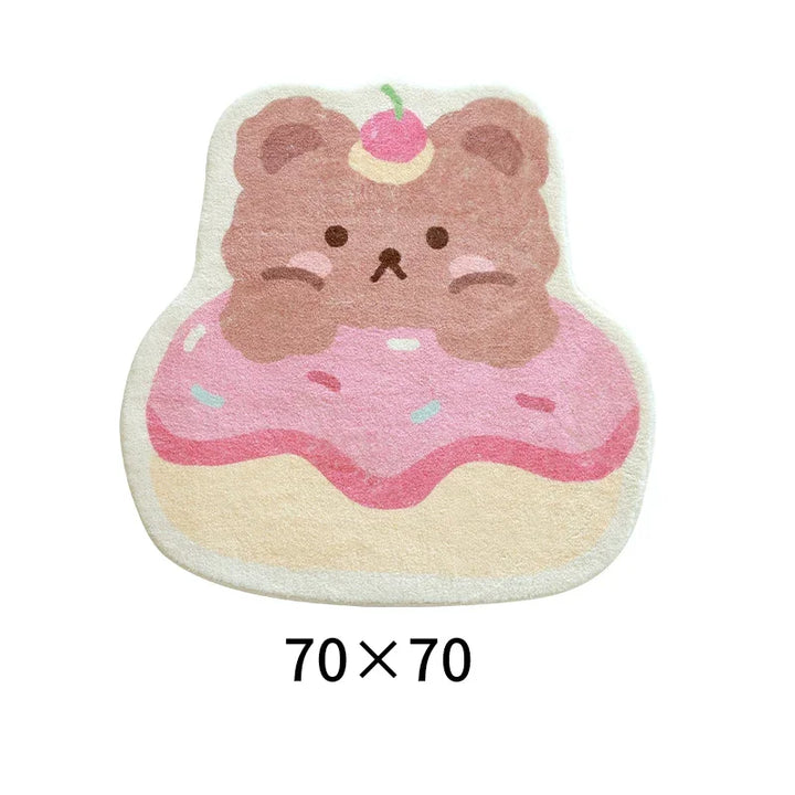 Rynx | Cute Plush Bedroom Rug IG Fashion Girls Elegant Living Room Rugs Modern Cartoon Minimalist Sweet Rug Doormat Kawaii IG Home Decor