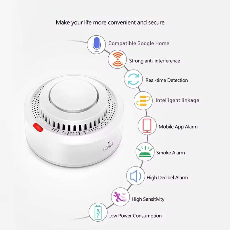 Lisslune | Smart WiFi Smoke Detector Fire Alarm 85dB – SafeSense