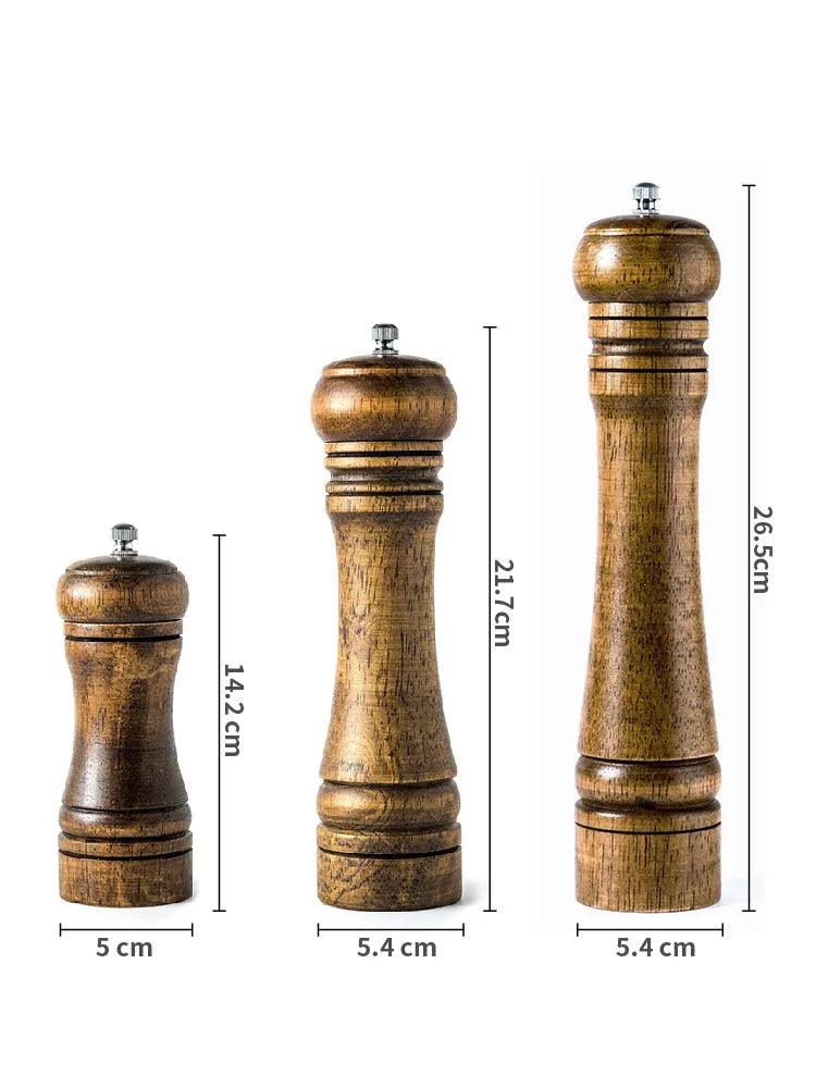Lisslune | Stylish Wood Salt and Pepper Mill Set with Adjustable Ceramic Mechanisms and Elegant Stand