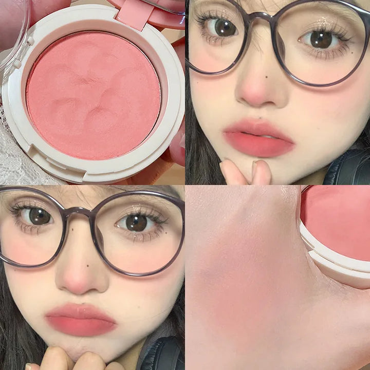 Rynx | Air Cushion Rouge Mud Matte Velvet Mist Gentle Cheek Tint Peach Pink Rouge with Puff Blush Korean Alternatives Makeup Women's Cosmetics