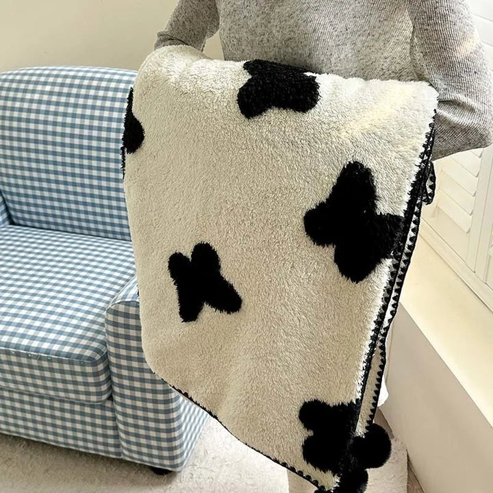 Rynx | Ins Style Blanket Wool Ball Style Cloud Soft Jacquard Reversible Blanket Soft and Warm Suitable for All Seasons
