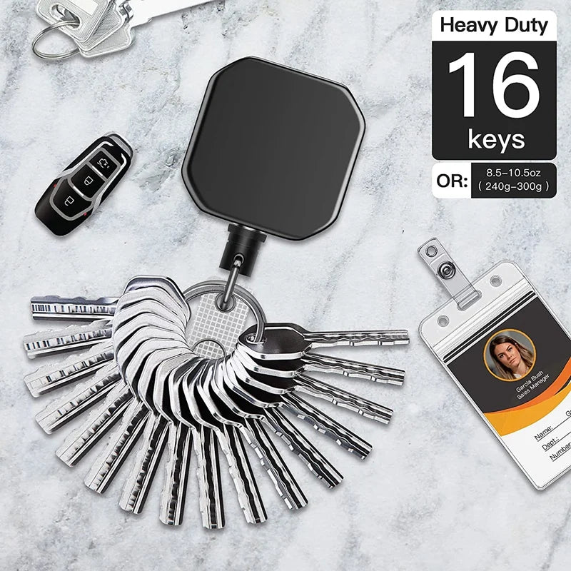 Lisslune | Metal Retractable Carabiner Keychain with Steel Cord – Safety Reel 71.8 cm