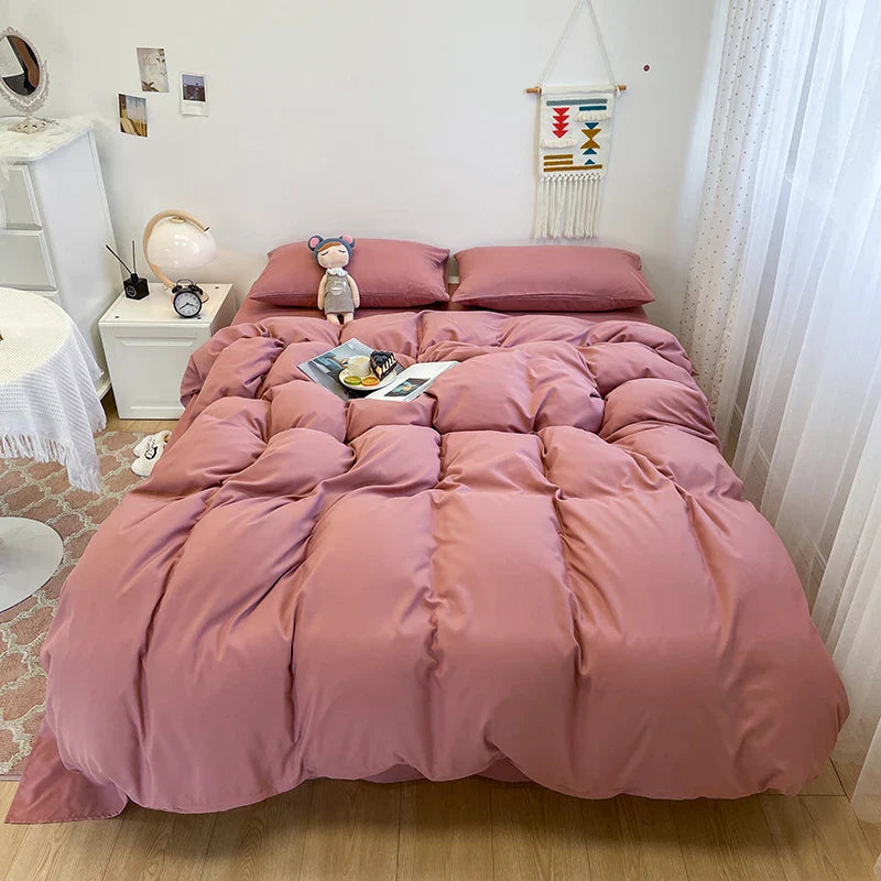 Rynx | Black Bedding Set Soft Bedding Washable Cotton Duvet Cover Pillowcase and Bed Sheet bedding set Home Bedding