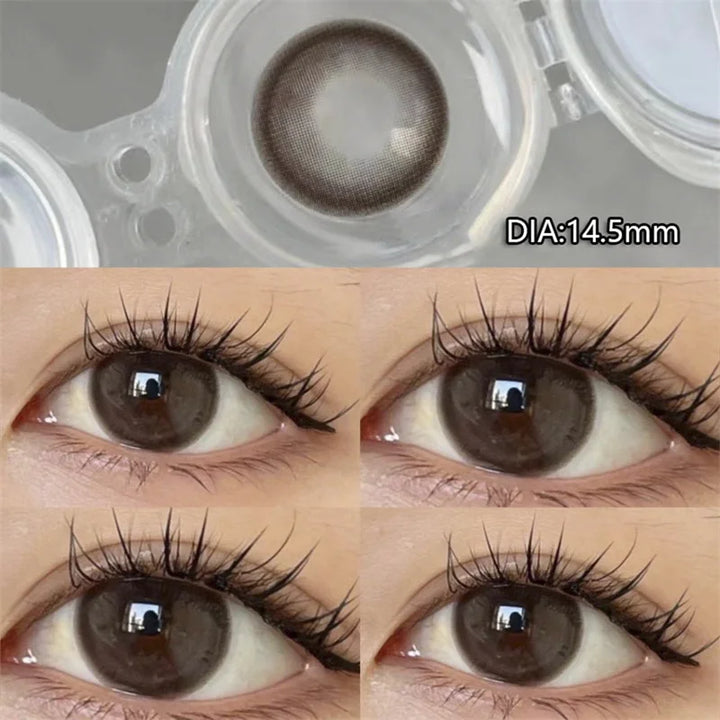 Lisslune | 1 Pair Super Beauty Colored Contact Lenses Natural Pupils Cosmetic Eye Lens 14.5mm Annual Prescription Myopia Lens Cosmetic