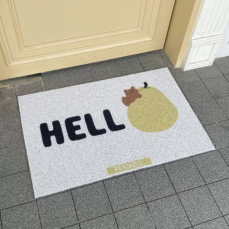 Rynx | Cute Fruit PVC Doormat Cuttable Squirrel Pear House Entrance Welcome Mat Rug Anti Dust Outdoor Pad Living Room Decor 45x75cm