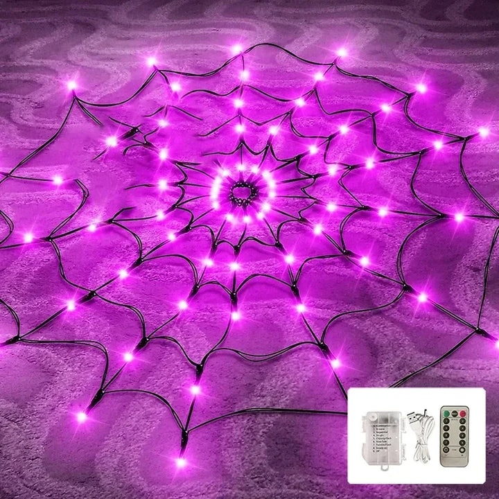 Rynx | Halloween Glowing Spider Web Halloween Decoration Lights Spider Web Lights Halloween Decoration Outdoor Indoor Halloween Decor