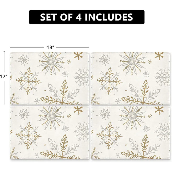 Rynx 4Pc Christmas Tree Moose Placemat Linen Dining Table Mats Coaster Bowl Coffee Mug Pad Mat 2024 Christmas Home Kitchen Decoration