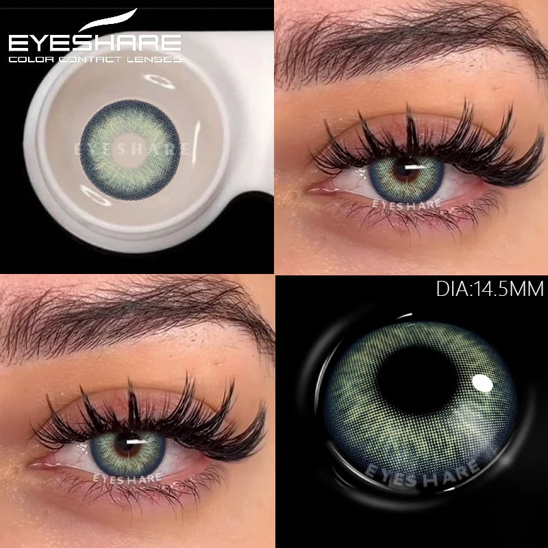 Rynx | 1Pair Fashion Colored Contact Lenses New Gray Lenses Blue Eye Contacts Cosmetic Green Eyelenses Annual Colored Eyelens