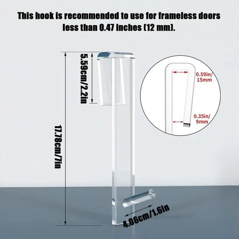 Lisslune | Frameless Acrylic Shower Door Organizer - Effortless Installation Without Drill Required