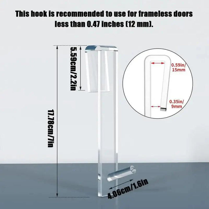 Lisslune | Frameless Acrylic Shower Door Organizer - Effortless Installation Without Drill Required