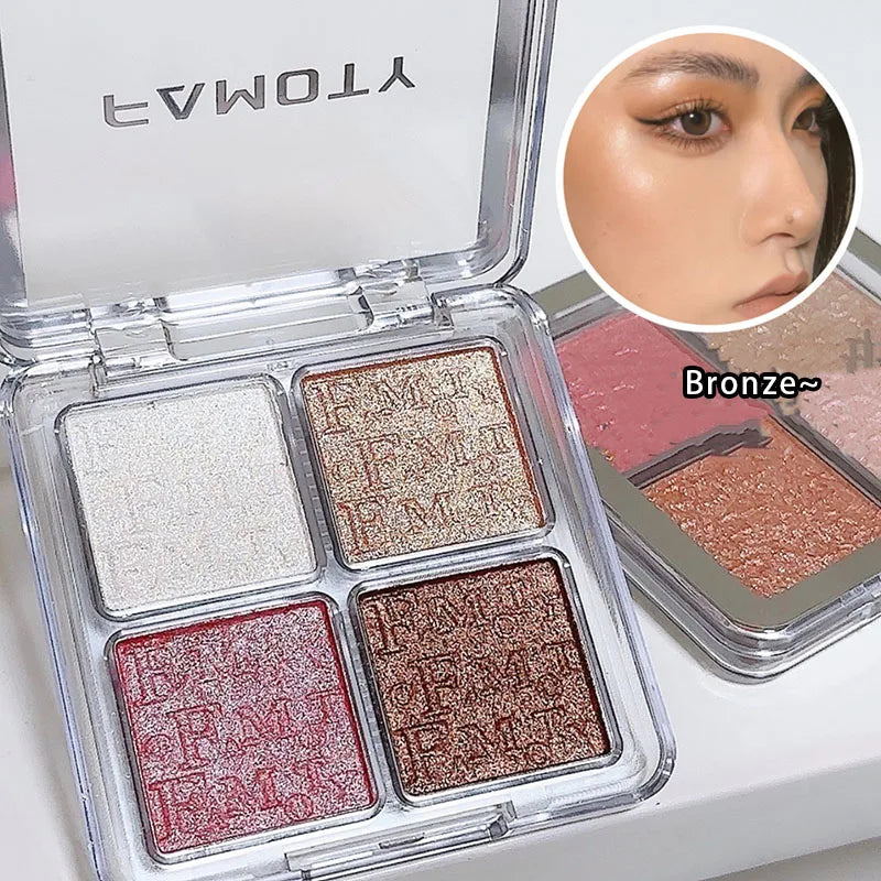Rynx | 4 Colors Highlighter Powder Palette Diamond Brilliant Shine Fairy Powder Bronzers Contour Face Body Illuminator Makeup Cosmetics