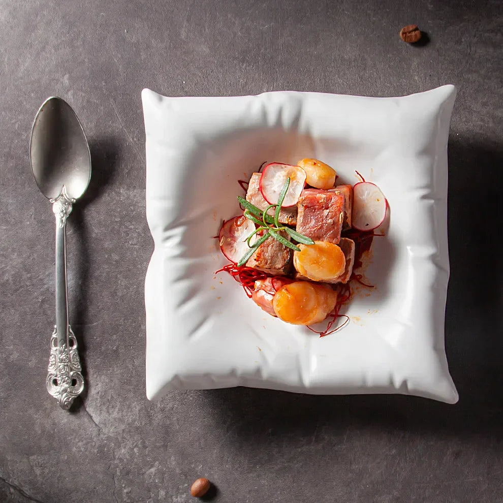 Lisslune | Ceramic Artistic Pillow Shape Food Plate