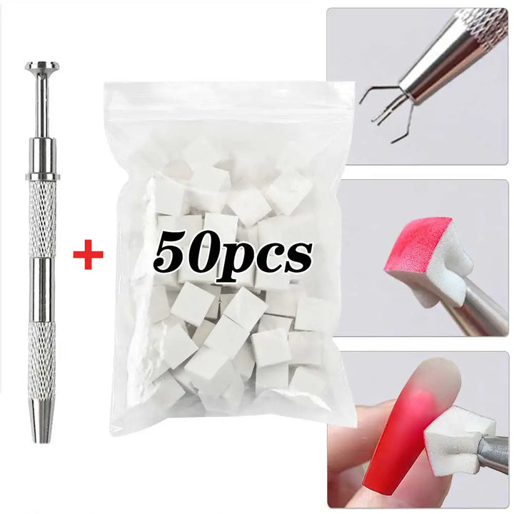 Rynx | 50 pieces square nail art sponges + grab pen set gradient nail brush gel polish design nail sponge grab pen manicure accessories