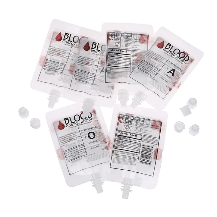Rynx | Halloween Blood Bag for Drinks, 150ml Vampire Blood Container Bag, Horror Party Blood Bag Supplies, PVC Artificial Blood Bottle