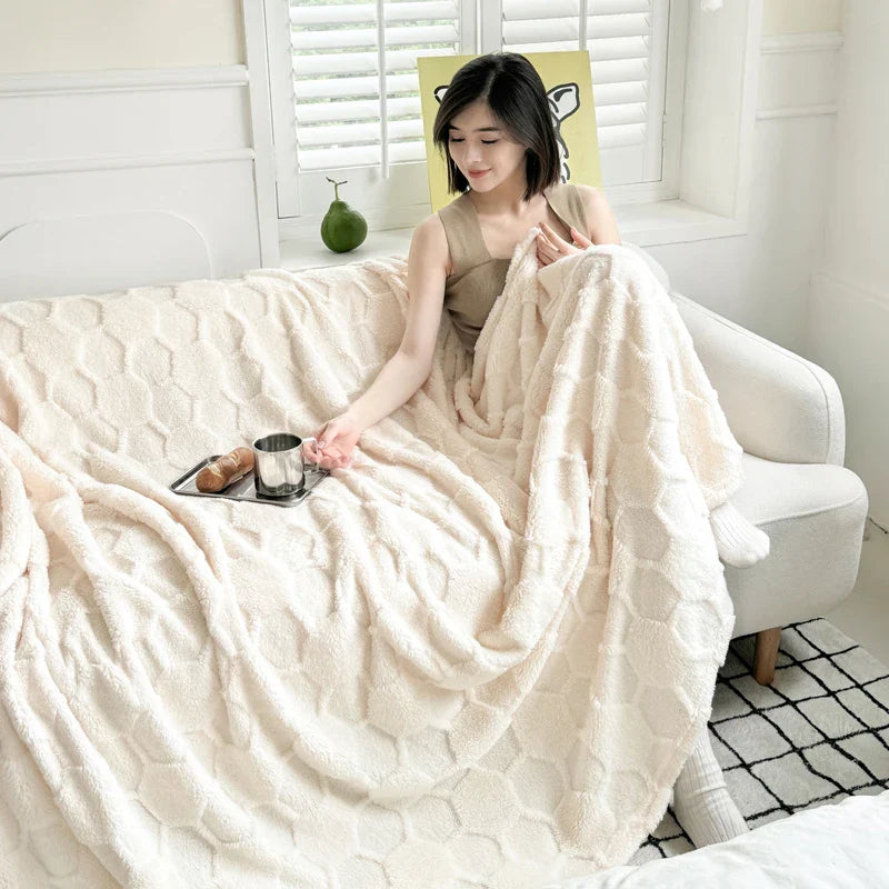 Rynx | New Tafu Velvet Cross Border Double-Sided Jacquard Football Grid Thick Duvet Cover for Bedding Sofa