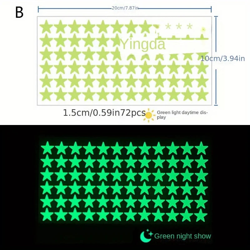 Rynx Glow-in-the-Dark Wall Stickers Self-Adhesive Dots Glow-in-the-Dark Ceiling Stickers for Kids' Room Halloween Home Decor