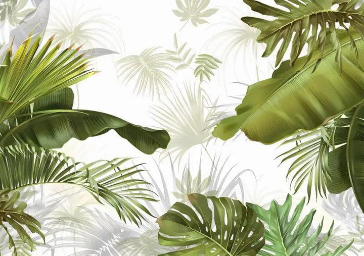 Lisslune | Serene Tropical Paradise Abstract Mural - Elegant Botanical Decor for Stylish Homes
