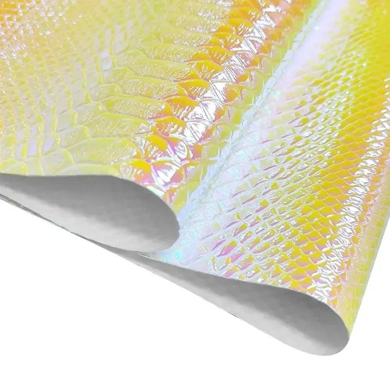 Lisslune | Iridescent Holographic Snake Skin PU Leather Craft Roll for Creative DIY Adventures