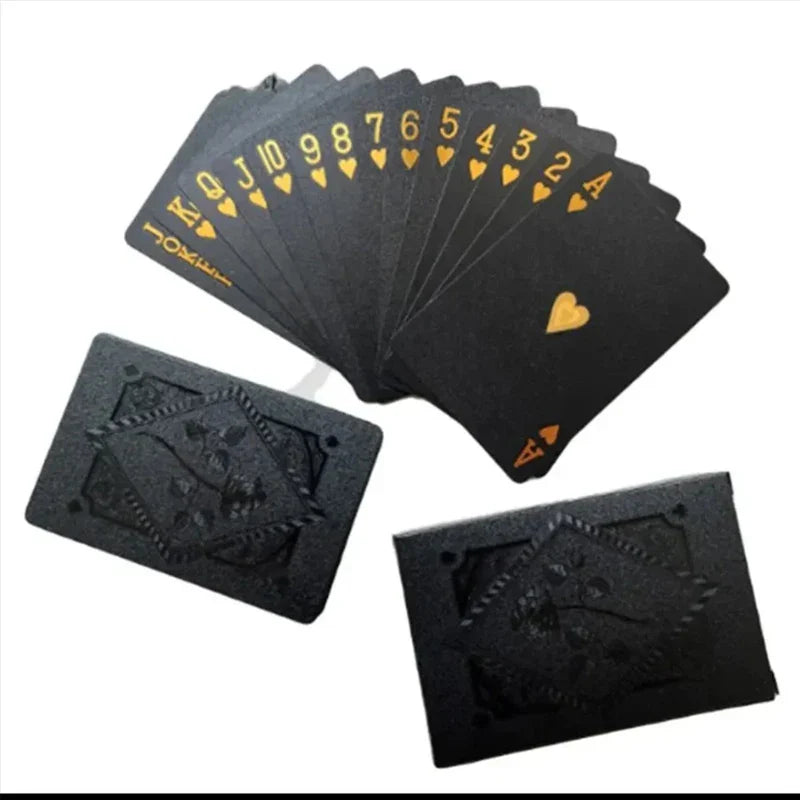 Rynx | 1 deck of cool black playing cards, waterproof black-gold foil poker cards, great for magic, water card games, and parties