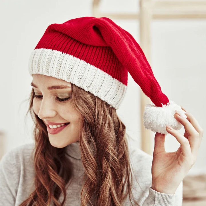 Rynx Knitted Christmas Hat Sweet Pompom Adult Children Soft Hat Santa Hat New Year Party Kids Gift Navidad Natal Noel Decoration