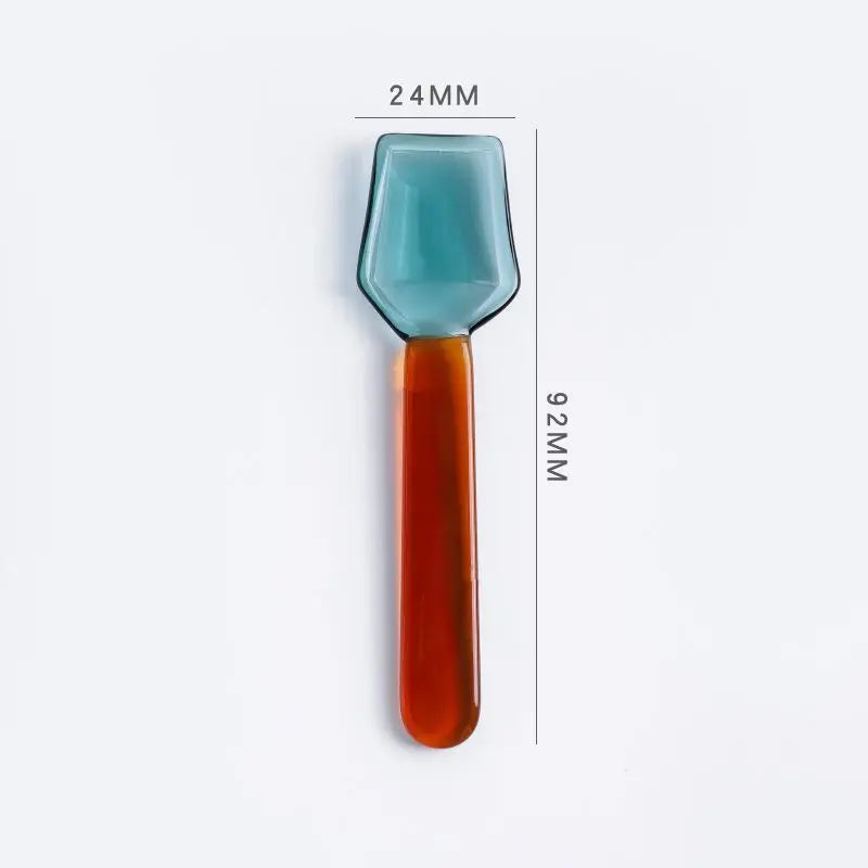 Rynx | Colored glass spoon dessert ice salad spoon with handle coffee soup stirring spoon high borosilicate heat and cold resistance