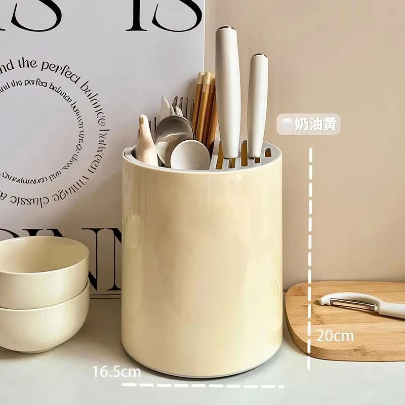 Rynx | Rotating Storage Rack Kitchen Counter Household Spoon Fork Chopsticks Knife Holder Household Dish Integrated Storage Rack
