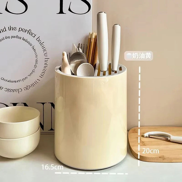Rynx | Rotating Storage Rack Kitchen Counter Household Spoon Fork Chopsticks Knife Holder Household Dish Integrated Storage Rack