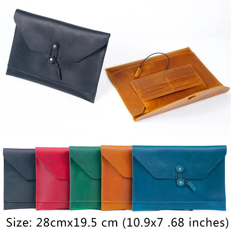 Lisslune | Retro Round Leather Laptop Sleeve with multifunctional storage