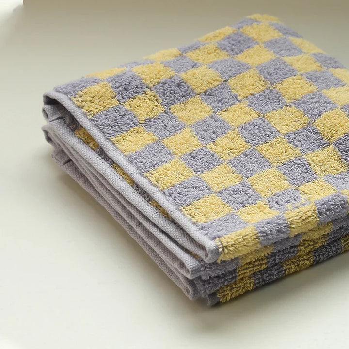 Rynx | Retro Chessboard Plaid Towels combed cotton yarn Jacquard face towel absorbent soft bath towel for home & hotel supplies