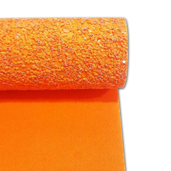 Lisslune | Lively Orange Glitter Faux Leather Craft Roll for Creative Projects