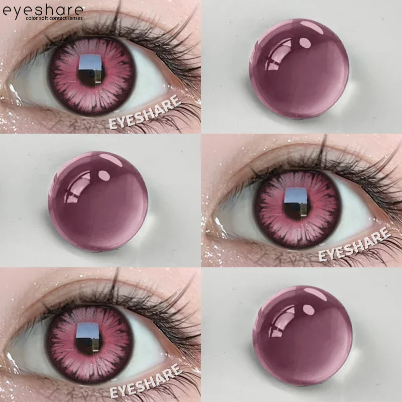 Rynx | 1 Pair Purple Colored Contact Lenses Fashion Cosplay Contact Lenses for Eyes Red Lenses Pink Soft Lenses Beauty Make-up Annual