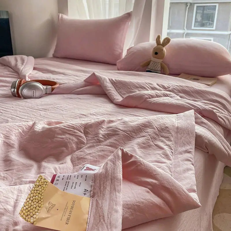 Rynx Korean Ins Bedding Set, Luxury Duvet Cover, Pillowcase Flat Sheet, Simple Girl Princess Ruffle Home Textiles