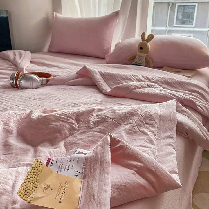 Rynx Korean Ins Bedding Set, Luxury Duvet Cover, Pillowcase Flat Sheet, Simple Girl Princess Ruffle Home Textiles