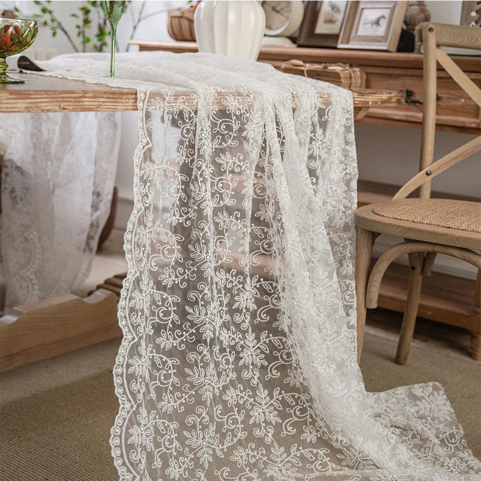 Rynx lace embroidered tablecloth, the white embroidered tablecloth, decorative table cover, for coffee tables