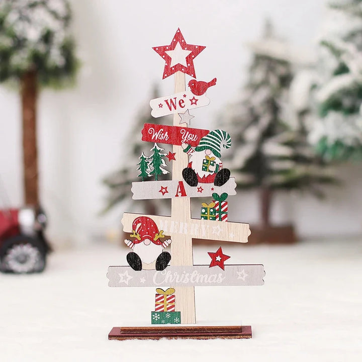 Rynx Wood Christmas Tree Desktop Ornament Santa Merry Christmas Sign Plaque Xmas Decoration for Home 2025 New Year Noel Gift