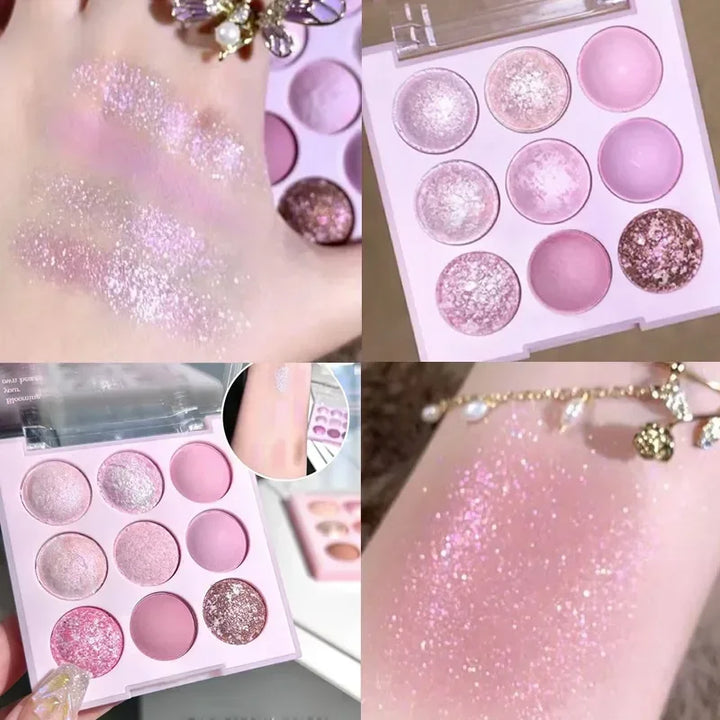 Rynx | Ice Cream Eyeshadow Palette Glitter Pink Aegyosal Blush Oat Milk Tea Purple Eyeshadow Cool Tones Korean Makeup Women Cosmetics