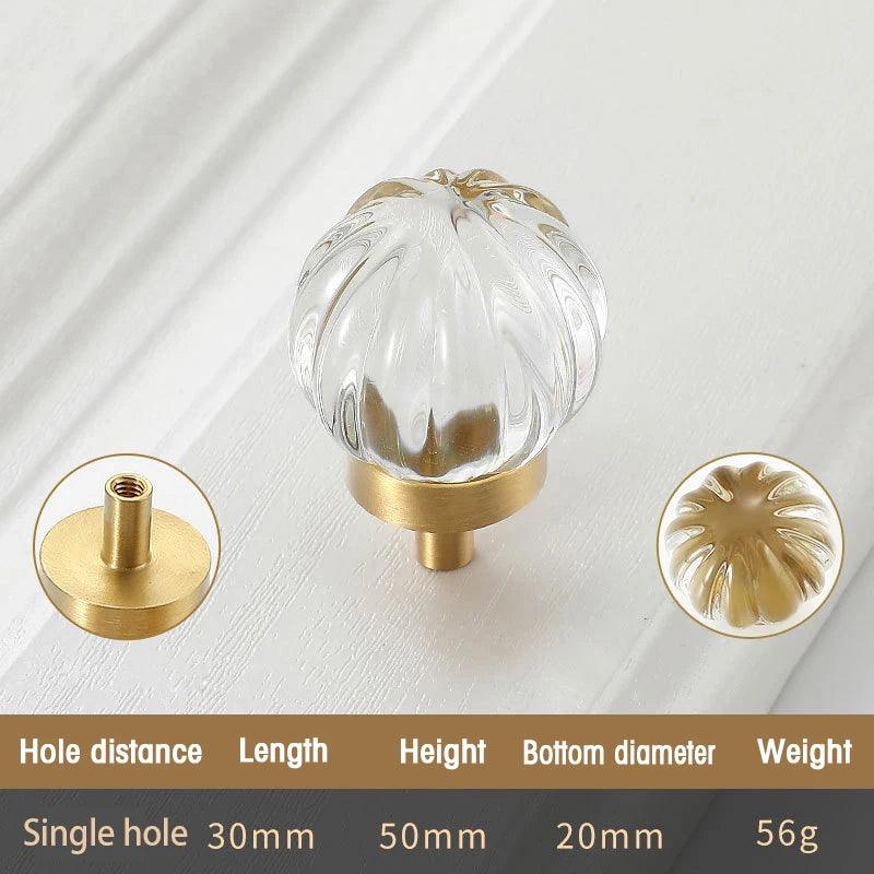 Lisslune | Chic Gold-Base Crystal Glass Knobs for Stylish Kitchen Cabinets and Furniture