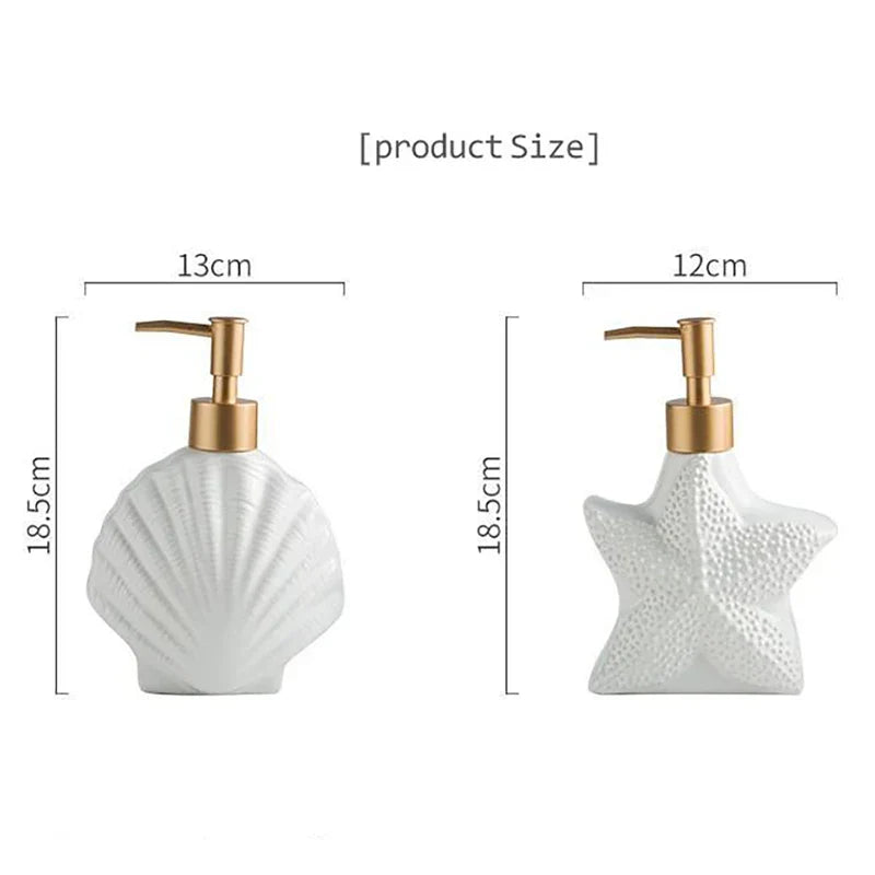 Lisslune | AquaNaut Soap Dispenser | Maritime Design | Shell & Starfish Motif | Bathroom Decor