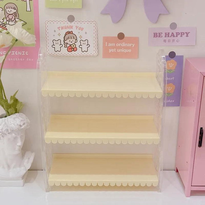 Lisslune | Chic Pink Lace 3-Tier Organizer for Dolls and Cosmetics