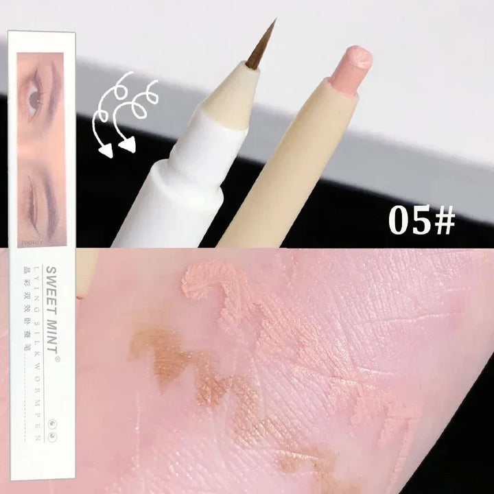 Rynx | Double Head Eyeshadow Eyeliner Silkworm Pencil Matte Pearl Glitter Eyeshadow Liner Pencil Highlighter Pencil Eye Makeup