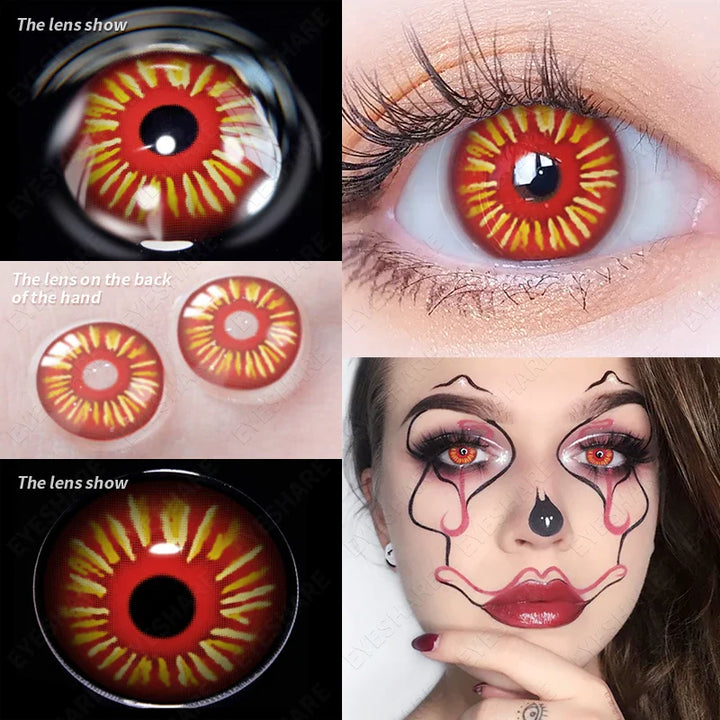 Rynx | 1 Pair Anime Color Contact Lenses for Eyes Yearly Red Lenses Black White Lenses Halloween Eye Lenses Cosplay Eye Contact Lenses