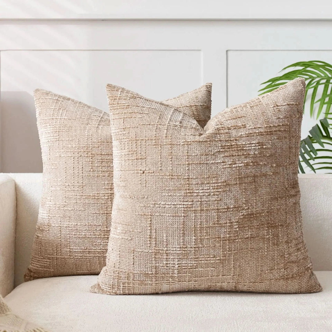Lisslune | Chenille Throw Pillow Cover Bamboo Texture Solid Color