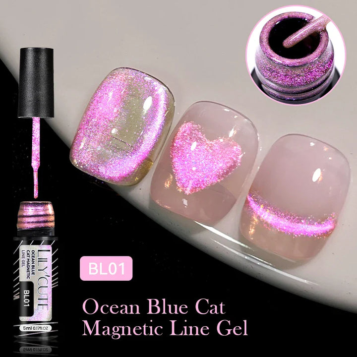 Rynx |5ML Aurora Ocean Blue Liner Gel Polish Nail Art Sparkling Painting Cat Magnetic Gel Semi Permanent UV Gel French Nails