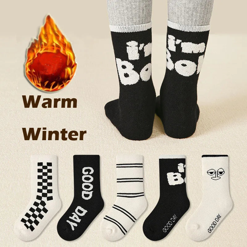 Lisslune | Fleece Winter Wool Socks for Kids (5 Pairs)