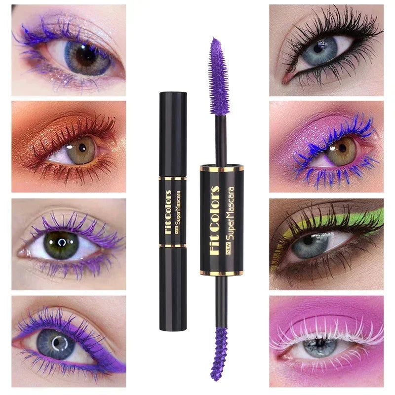 Rynx | 1pc Double Head Water Drying Colorful Mascara Eyelash Extension Thick Curl Quick Drying Long Lasting Blue Purple White Mascara